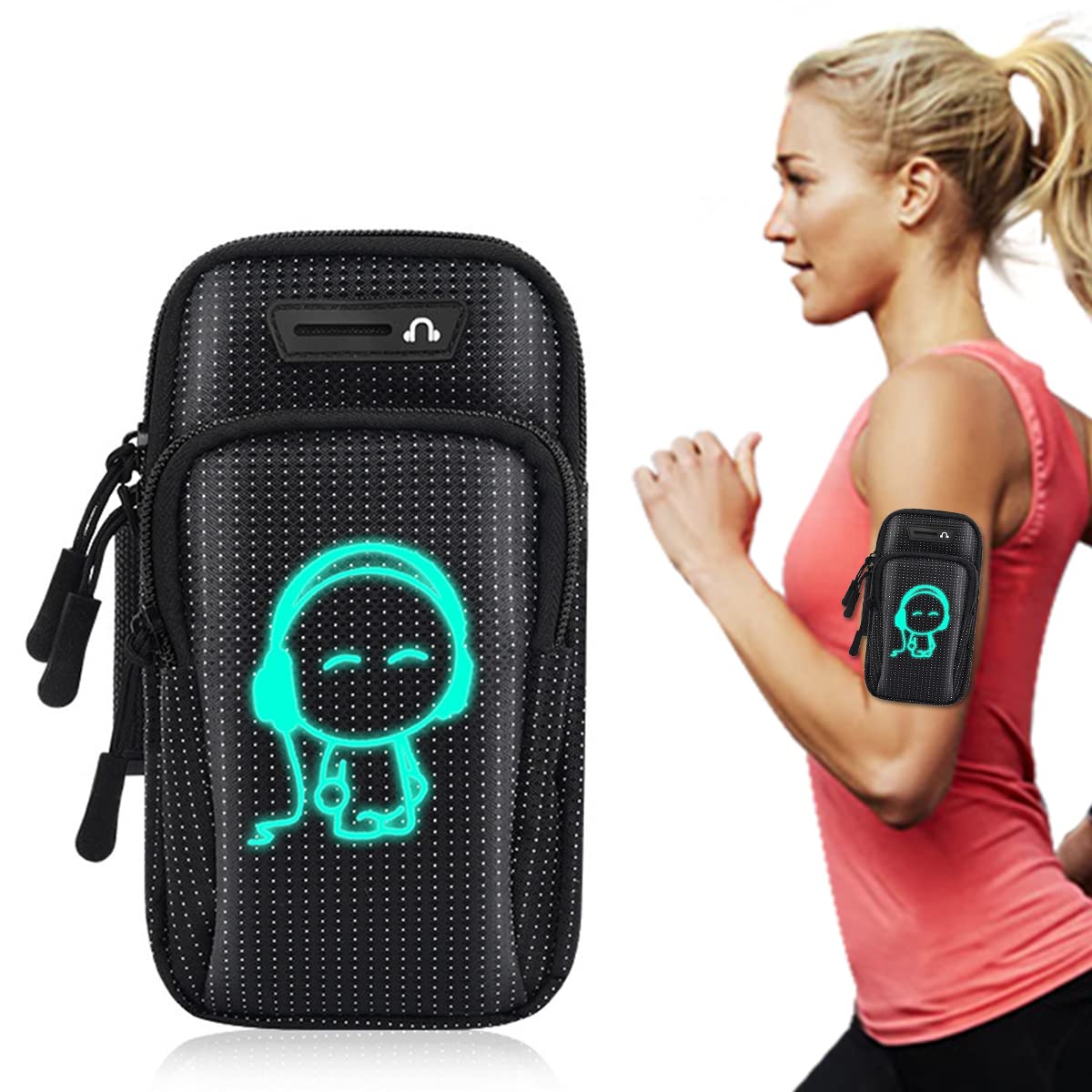ZORBES Armband for Mobile Phone Running with Luminous, Waterproof Phone Holder for Running for iPhone 14 PRO MAX/13/12, Large Capacity Arm Band with Card Holder for Within 7in 's Mobile ZORBES Armband for Mobile Phone Running with Luminous, Waterproof Phone Holder for Running for iPhone 14 PRO MAX/13/12, Large Capacity Arm Band with Card Holder for Within 7in 's Mobile